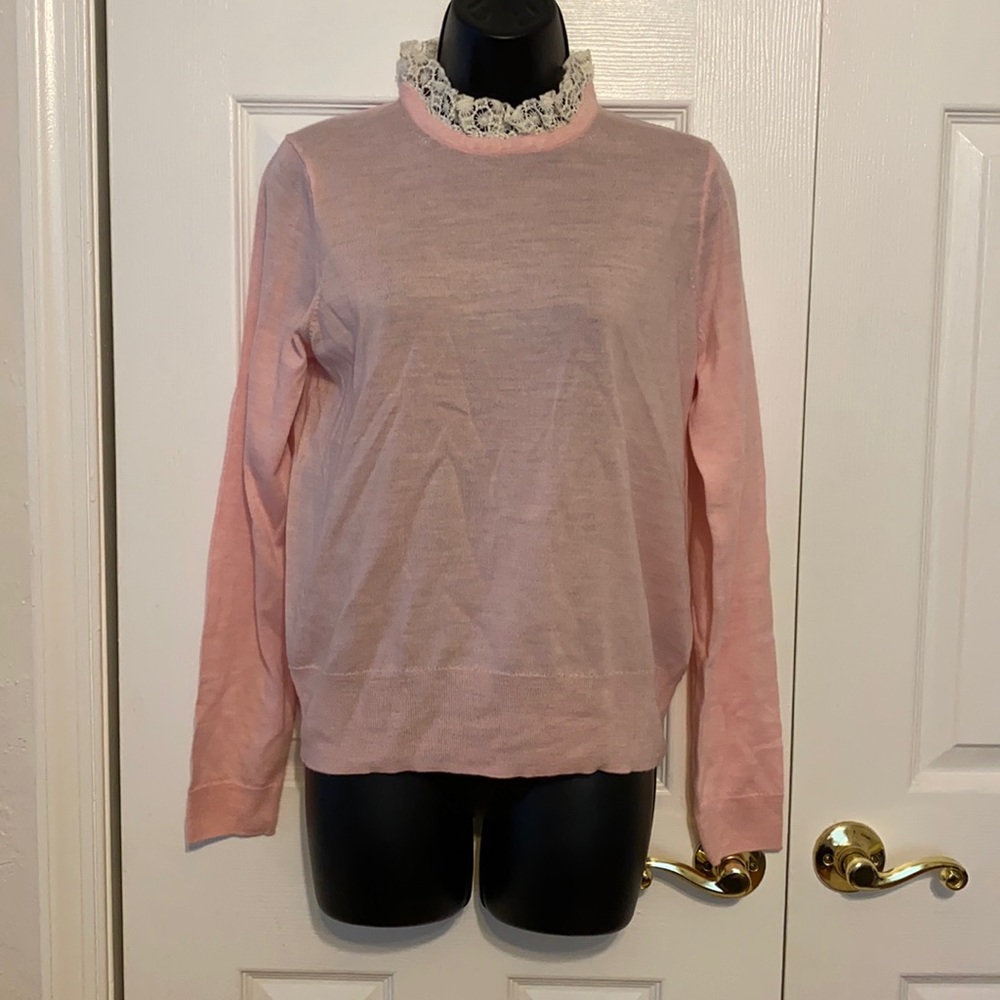 J. Crew Tippi sweater with lace collar size M